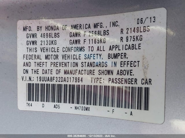 2013 ACURA TL 3.5 SPECIAL EDITION VIN: 19UUA8F32DA017964