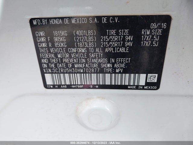 Honda HR-V LX 2017 3CZRU5H30HM702877 Image 9