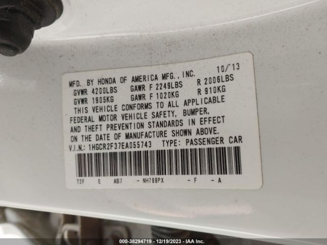1HGCR2F37EA055743 Honda ACCORD LX