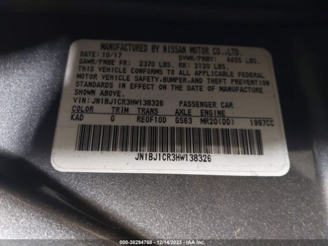 JN1BJ1CR3HW138326 Nissan Rogue Sport Sv