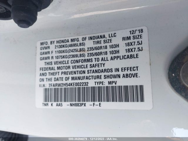7FARW2H54KE002232 Honda CR-V EX