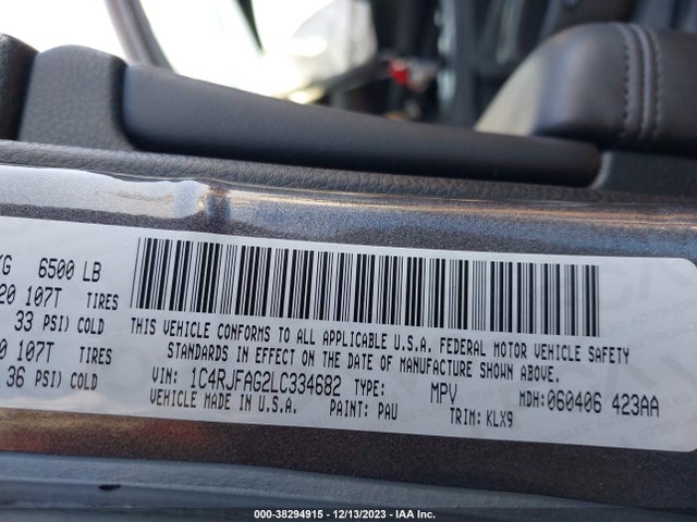 2020 JEEP GRAND CHEROKEE ALTITUDE 4X4 VIN: 1C4RJFAG2LC334682