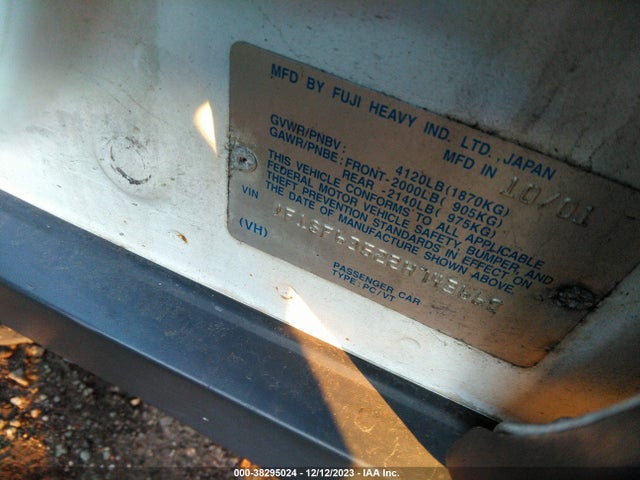 2002 SUBARU FORESTER L VIN: JF1SF63522H743660