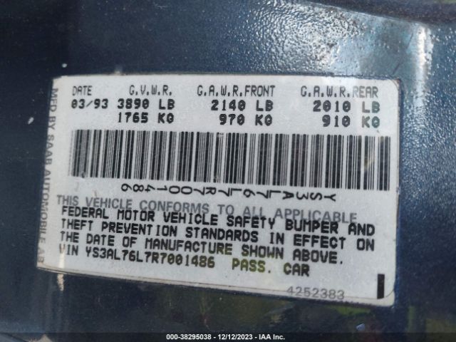 1994 SAAB 900 YS3AL76L7R7001486 Photo 8