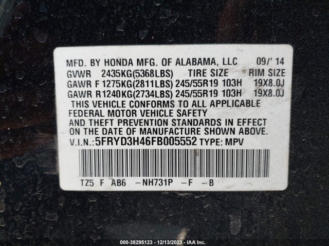Acura Mdx Technology Package 2015 5FRYD3H46FB005552 Image 9