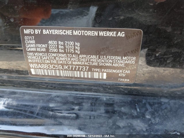 WBA8B3C59JK777737 BMW 340i