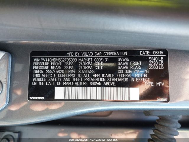 YV440MDM5G2795399 Volvo Xc60 T5 Drive-e Platinum