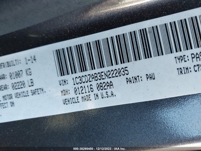 Dodge AVENGER SE 2014 1C3CDZAB3EN222035 Image 9
