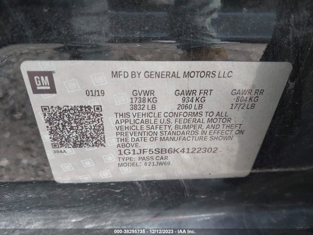 Chevrolet Sonic Premier Auto 2019 1G1JF5SB6K4122302 Image 9