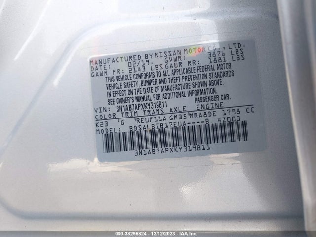 Nissan SENTRA S 2019 3N1AB7APXKY319811 Image 9