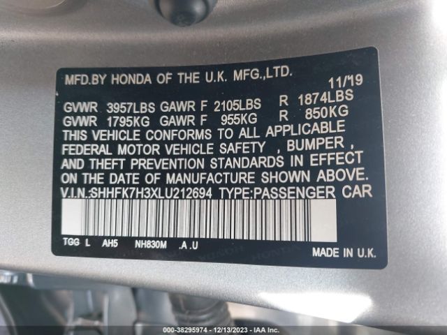 SHHFK7H3XLU212694 Honda Civic Lx