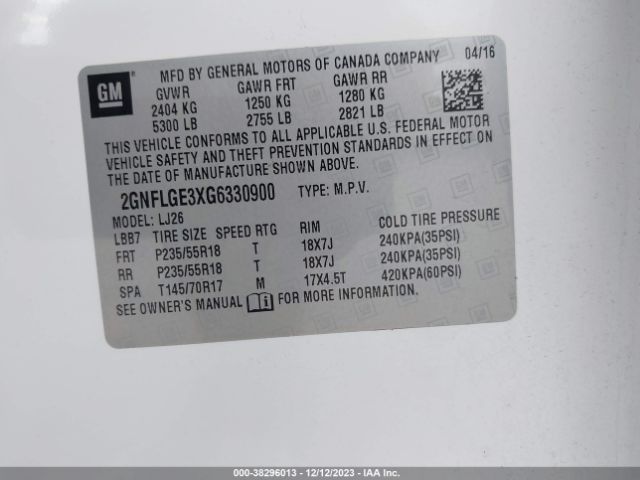 2GNFLGE3XG6330900 Chevrolet Equinox Ltz
