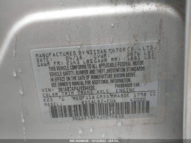 Nissan SENTRA S 2018 3N1AB7AP4JY294838 Image 9