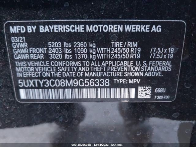 2021 BMW X3 5UXTY3C08M9G56338 Photo 8