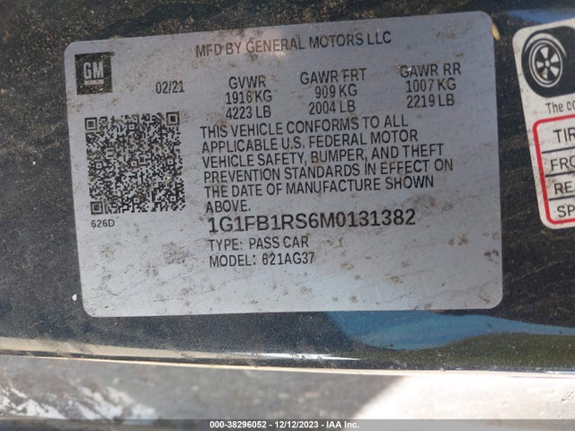Chevrolet Camaro Rwd  1lt 2021 1G1FB1RS6M0131382 Image 9