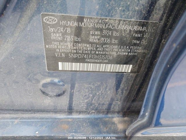Hyundai ELANTRA SE 2018 5NPD74LF1JH315706 Image 9