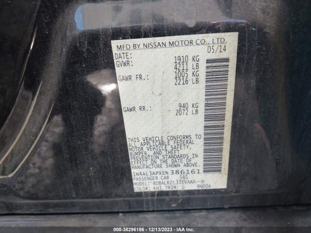 2014 NISSAN ALTIMA 2.5 S VIN: 1N4AL3APXEN386161