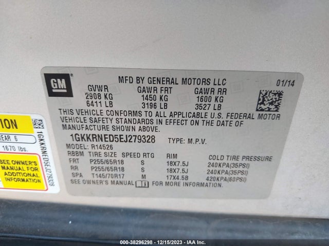 GMC Acadia Sle-1 2014 1GKKRNED5EJ279328 Image 9