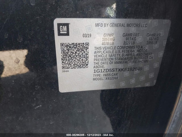 Chevrolet MALIBU LT 2019 1G1ZD5STXKF192049 Image 9