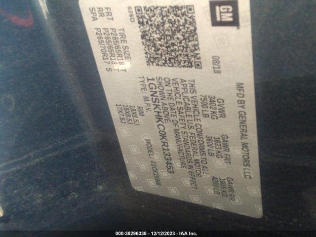 Chevrolet Suburban Lt 2019 1GNSKHKC0KR133453 Image 9