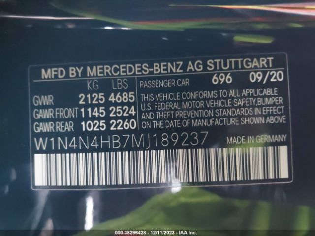 W1N4N4HB7MJ189237 Mercedes-Benz Gla 250 4matic