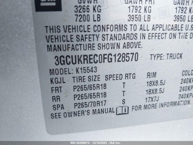 Chevrolet Silverado 1500 2lt 2015 3GCUKREC0FG128570 Image 9