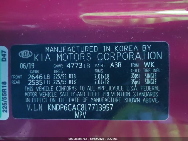 2020 KIA SPORTAGE S VIN: KNDP6CAC8L7713957