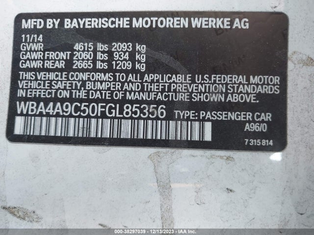 BMW 428 Gran Coupe 2015 WBA4A9C50FGL85356 Image 9