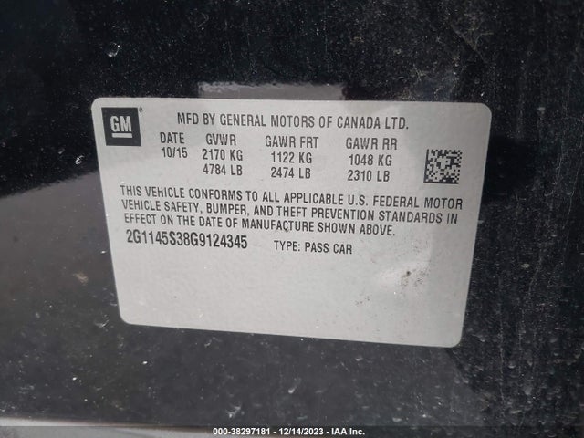 Chevrolet IMPALA 2LZ 2016 2G1145S38G9124345 Image 9