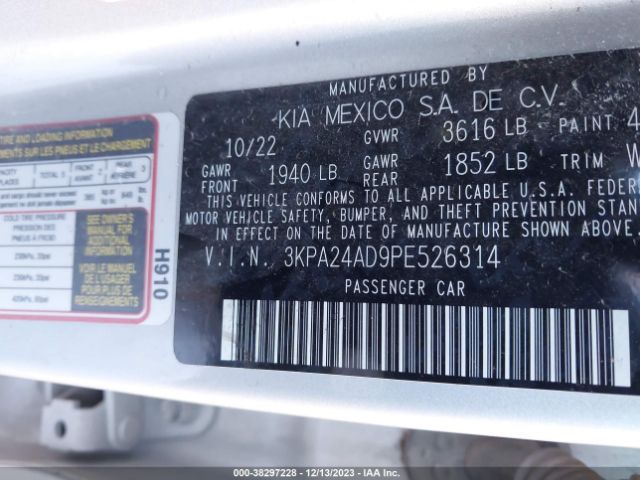 3KPA24AD9PE526314 KIA RIO S