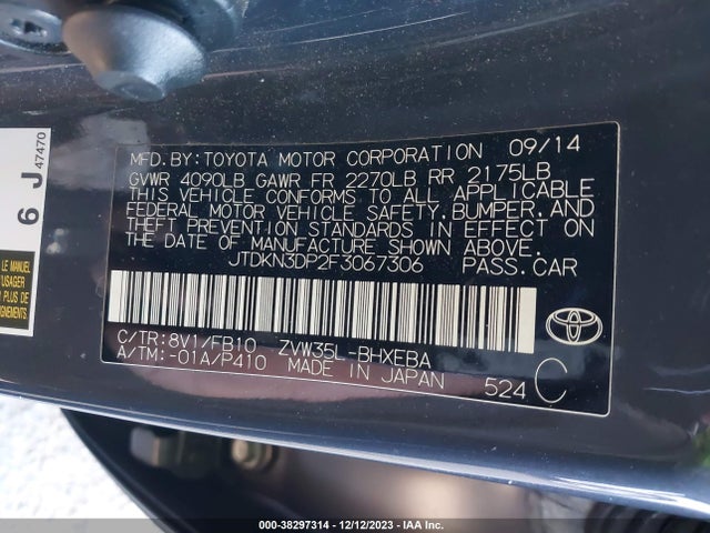 Toyota PRIUS PLUG-IN 2015 JTDKN3DP2F3067306 Image 9