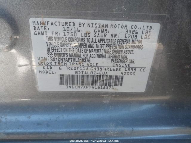 3N1CN7AP7HL818376 Nissan Versa 1.6 Sv
