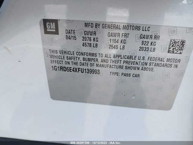 Chevrolet Volt 2015 1G1RD6E4XFU139993 Image 9
