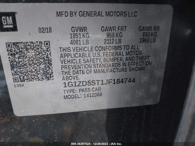 Chevrolet MALIBU LT 2018 1G1ZD5ST1JF184744 Image 9