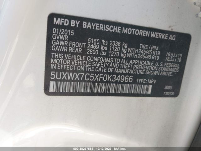 5UXWX7C5XF0K34966 BMW X3 Xdrive35i