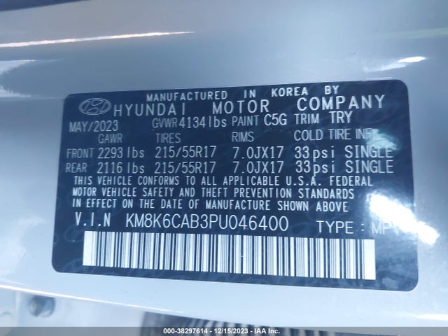 Hyundai Kona Sel 2023 KM8K6CAB3PU046400 Image 9