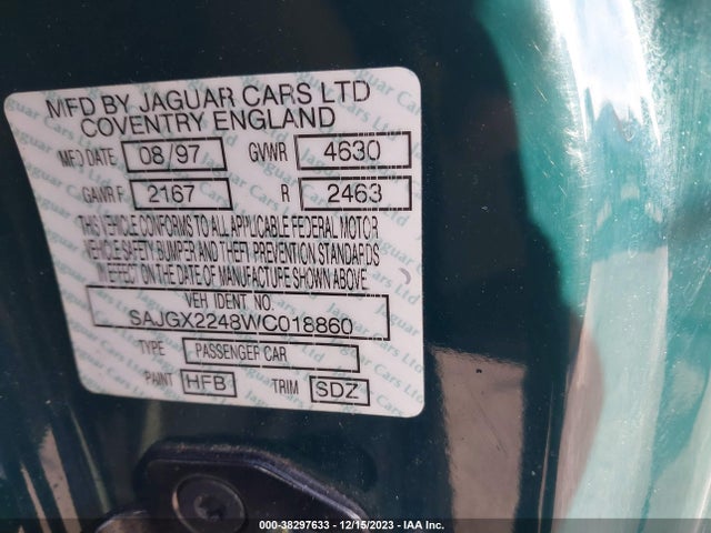 1998 JAGUAR XK8 SAJGX2248WC018860 Photo 8