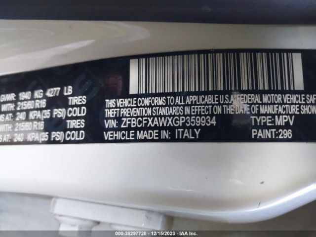 ZFBCFXAWXGP359934 Fiat 500x Pop