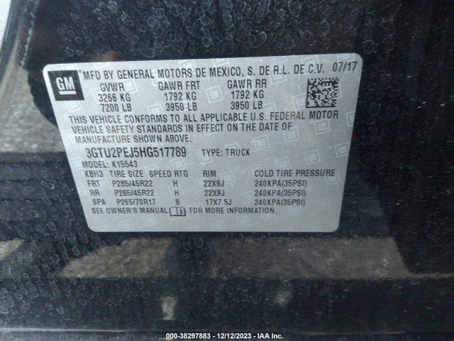 GMC Sierra 1500 Denali 2017 3GTU2PEJ5HG517789 Image 9