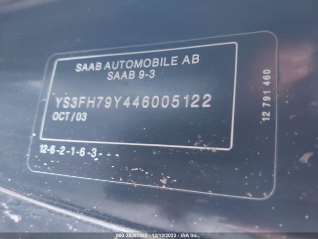 2004 SAAB 9-3 YS3FH79Y446005122 Photo 8
