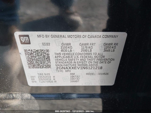 Chevrolet Equinox Awd Premier 2022 2GNAXXEV1N6121218 Image 9