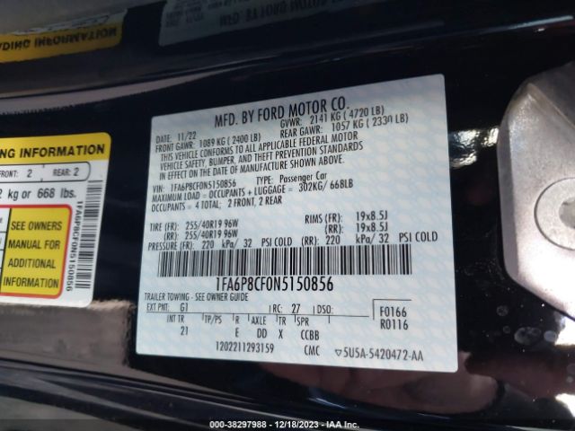 2022 FORD MUSTANG 1FA6P8CF0N5150856 Photo 8