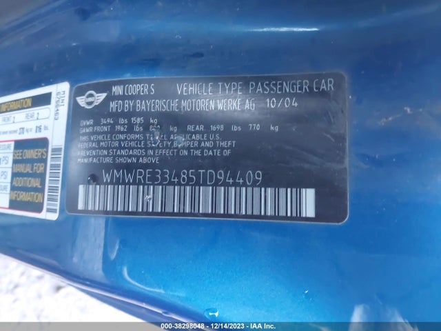 2005 MINI COOPER S WMWRE33485TD94409 Photo 8