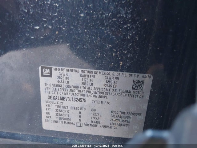 3GKALMEV3JL324575 GMC Terrain Sle