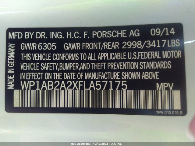 2015 PORSCHE CAYENNE WP1AB2A2XFLA57175 Photo 8