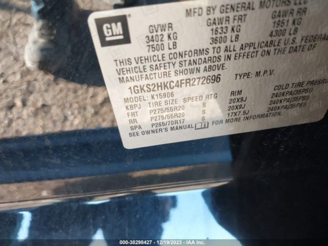 1GKS2HKC4FR272696 GMC Yukon Xl 1500 Slt