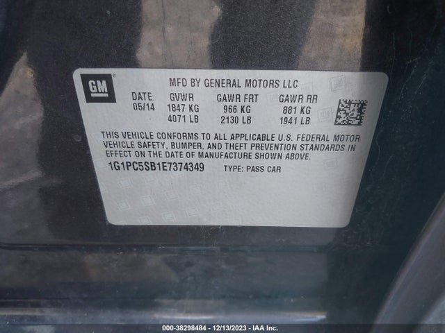 Chevrolet Cruze 1lt Auto 2014 1G1PC5SB1E7374349 Image 9