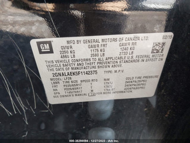 Chevrolet EQUINOX LS 2015 2GNALAEK5F1142375 Image 9