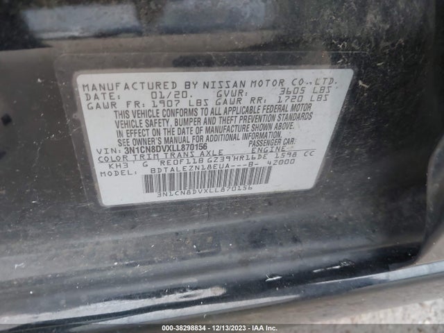 Nissan Versa S Xtronic Cvt 2020 3N1CN8DVXLL870156 Image 9