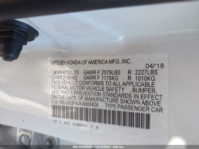 19UUB3F42KA000426 Acura Tlx Tech Pkg